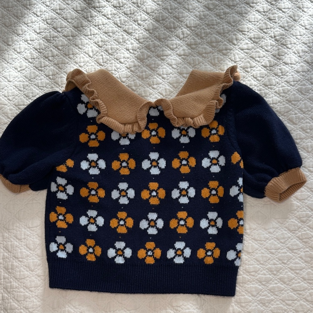 Janie and Jack Navy and Brown Floral Set - Picture 2 of 7